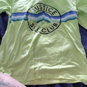 Justice Lime Green Ski Club Long Sleeve Tee